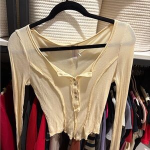 Urban Outfitters Cream Ribbed Crop Top